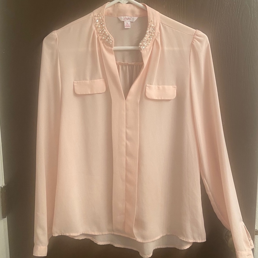 Blush Pink Blouse with Embellishment